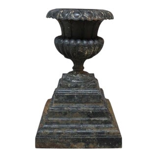 Antique Fiske School Cast Iron Garden Urn C1890 For Sale
