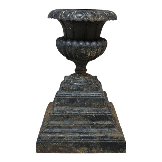 Antique Fiske School Cast Iron Garden Urn C1890 For Sale