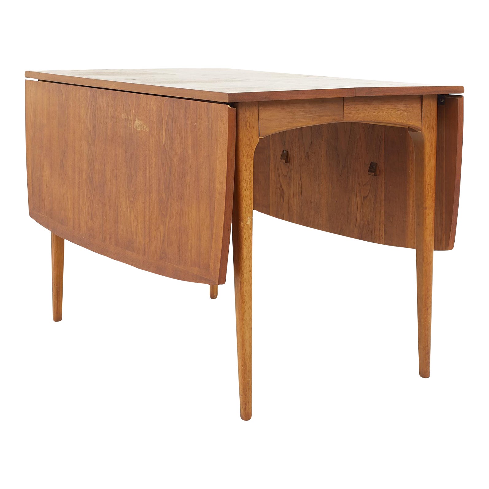 Lane Rhythm Mid Century Walnut Drop Leaf Expanding Dining Table With 2