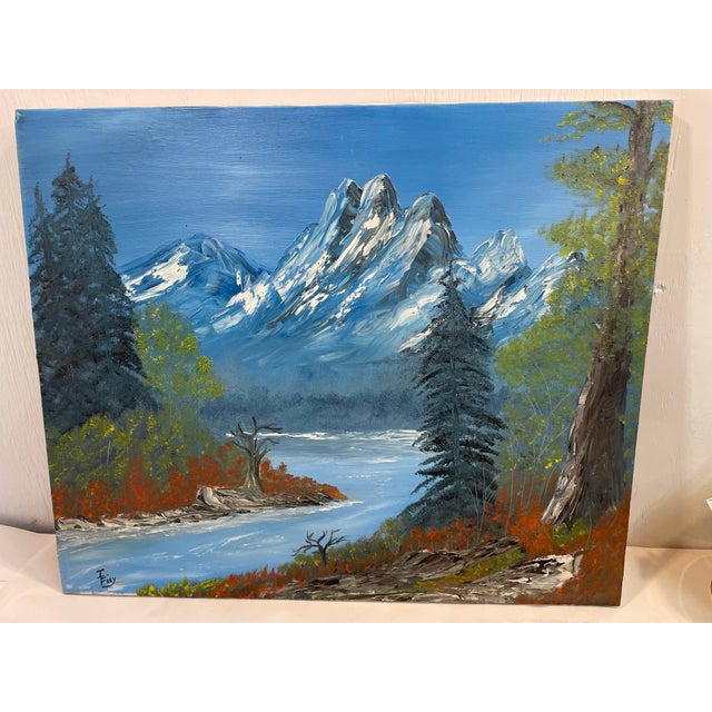 Late 20th Century Vintage Original Landscape Painting Signed on Canvas For Sale - Image 5 of 9