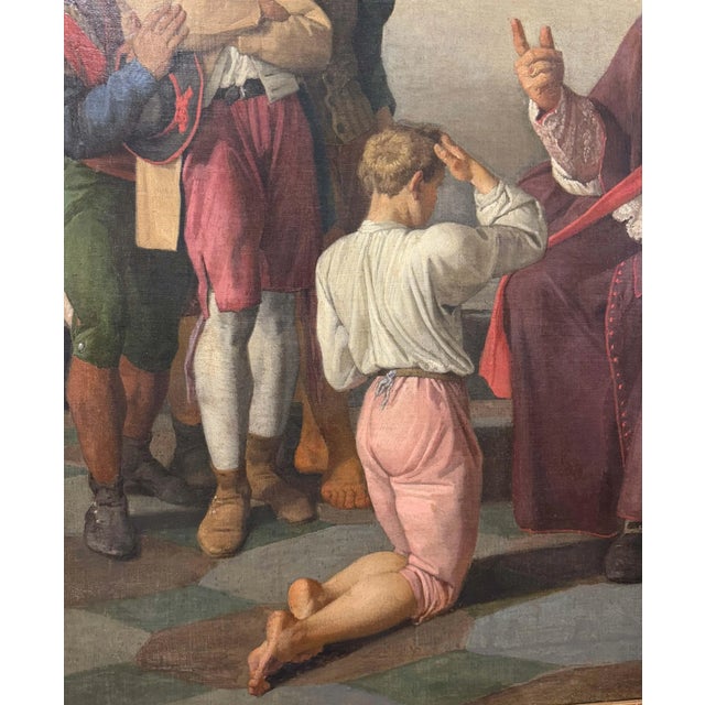 19th Century Italian Religious Oil Painting of a Bishop’s Blessing For Sale - Image 9 of 11