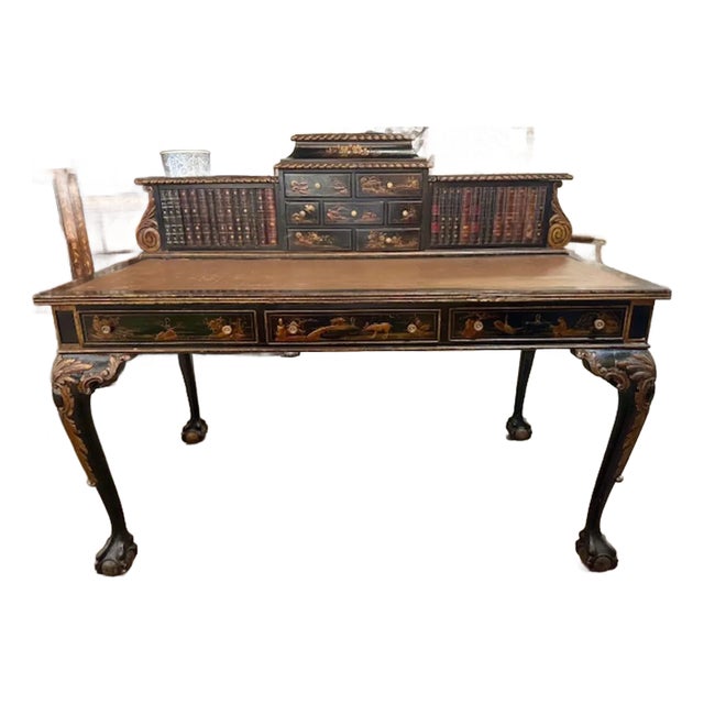 19th Century English Queen Anne Chinoiserie Bureau Flat For Sale