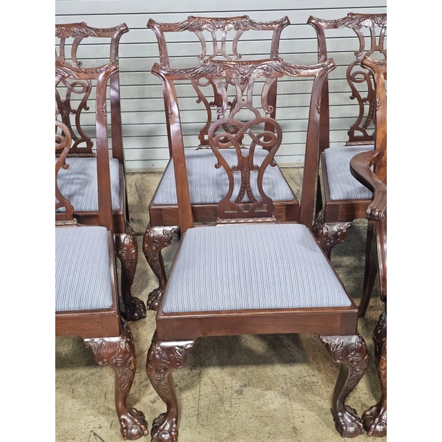 Baker Furniture Company Late 20th Century Set of 8 Baker Stately Homes Mahogany Chippendale Dining Chairs Claw and Ball For Sale - Image 4 of 18