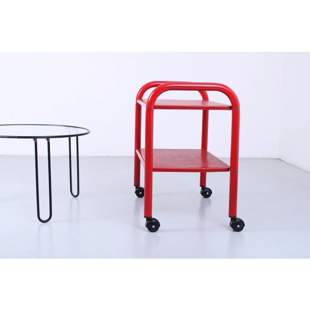 Metal Postmodern Red Metal Trolley from Habitat, 1980s For Sale - Image 7 of 13