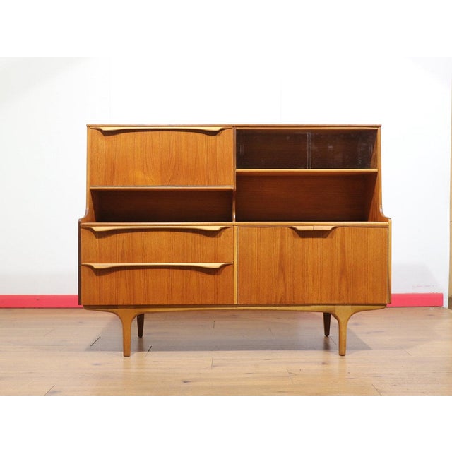 Wood Mid Century Modern Vintage Teak British Tall Credenza Buffet by S Form For Sale - Image 7 of 16
