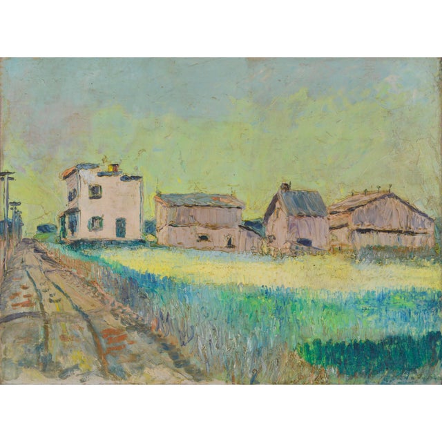 Gorgeous heavily impasto landscape that captures the high summer charm. Unknown artist, (Edda or Edde) Partial illegible...