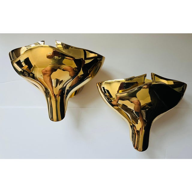 Metal Fratelli Martini Polished Bronze 1980 Italian Wall Lamps - Set of 5 For Sale - Image 7 of 12