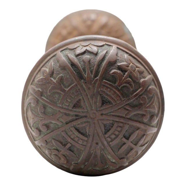 Antique Lockwood Bronze Aesthetic Entry Door Knobs For Sale