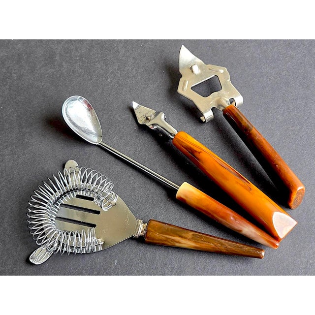 Metal Vintage Cocktail and Bar Tools Set, Bakelite and Stainless Steel, 7 Pieces For Sale - Image 7 of 13