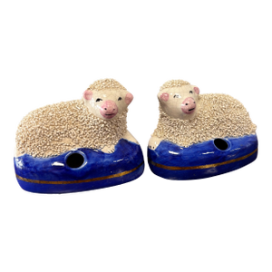 Vintage English Staffordshire Sheep Inkwells