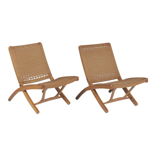 Final Markdown 1960s Hans Wegner Style Folding Rope Lounge Chairs A Pair Chairish