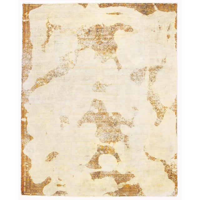 Yellow Early 20th Century Vintage Yellow Distressed Handmade Wool Rug For Sale - Image 8 of 8