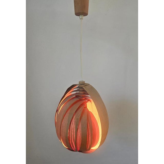 Wood Vintage Wooden Pendant Light in the style of Hans-Agne Jakobsson, Sweden, 1960s For Sale - Image 7 of 14