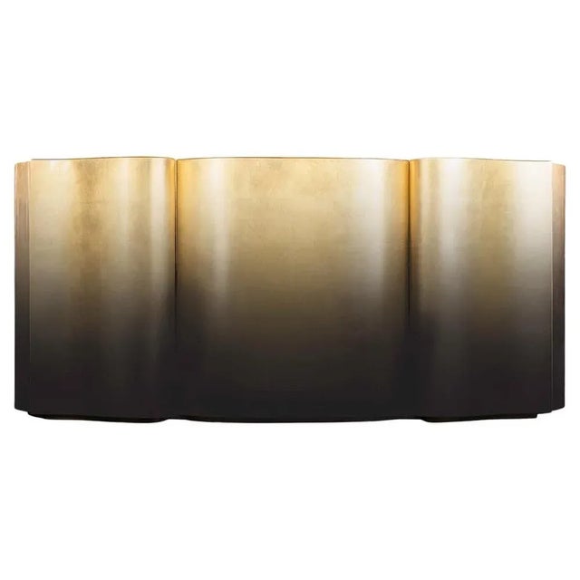Honor gradient sideboard by memoir essence dimensions: d 50 x w 200 x h 90 cm. Materials: gold leaf, and royal ebony with...