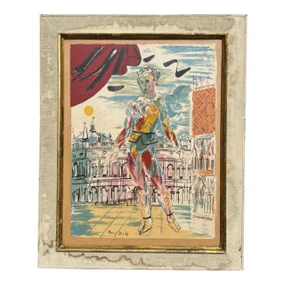 Raoul Dufy - The Harlequin - Original Mid-Century Print With Custom Artisan Frame For Sale