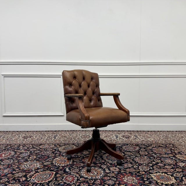 Brown Chesterfield Brown President Office Chair For Sale - Image 8 of 8