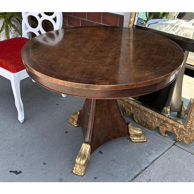 English Regency Style Burton-Ching Burl Walnut & Giltwood Center Table ...