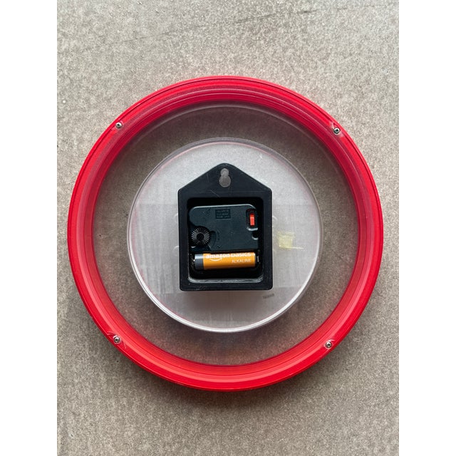 Vintage Howard Miller Red Memphis Postmodern Wall Clock Floating For Sale In Las Vegas - Image 6 of 10