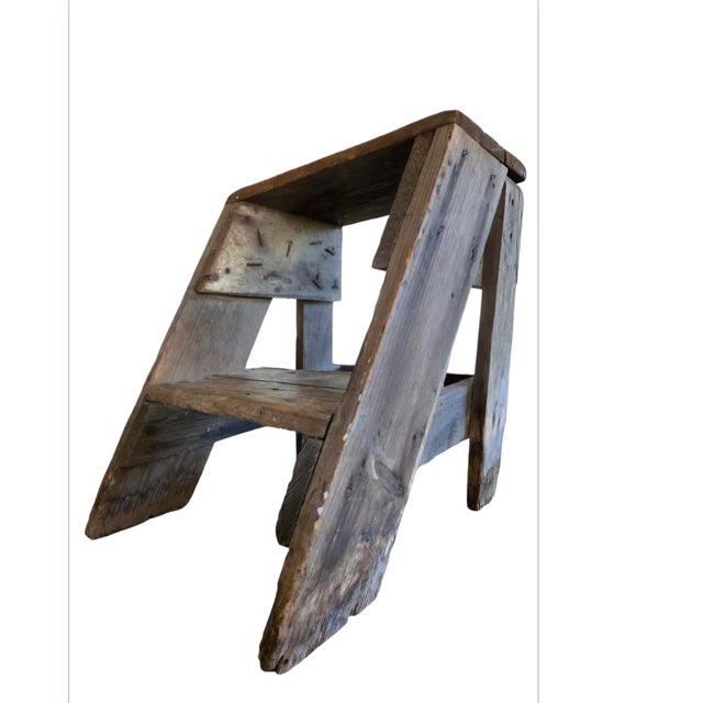 Farmhouse Early 20th Century Primitive Farmhouse Step Stool For Sale - Image 3 of 6