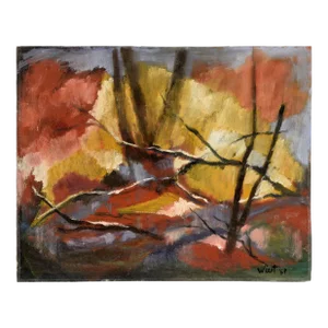 "Autumn Nocturne" - Abstracted Forest Landscape in Oil on Artist's Board by Claire Weist