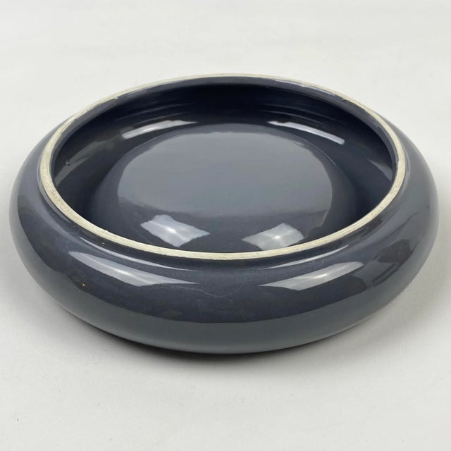 80s Gray Rolled Edge Ceramic Catchall For Sale - Image 12 of 13