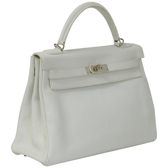 2010s Hermès Kelly 32 Blanc Togo Palladium Hardware 2018 For Sale - Image 5 of 8