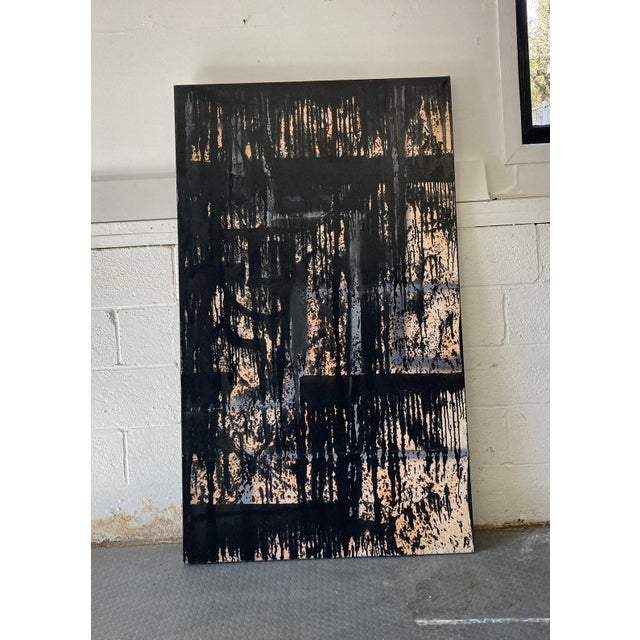 2010s Vintage Mid Century Large Original Abstract Brutalist Modern Painting For Sale - Image 5 of 9
