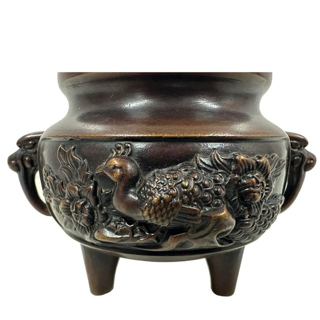 Copper 20th Century Vintage Chinese Bronze Incense Burner For Sale - Image 8 of 10
