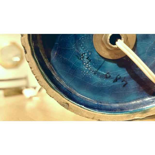 Bitossi Rimini Ceramic Table Lamp in Blue by Aldo Londo for Bitossi, Italy, 1960s For Sale - Image 4 of 8