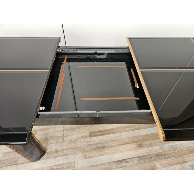 Extendable Dining Table by Pierre Cardin in Black Lacquered Wood, 1970 For Sale - Image 14 of 18