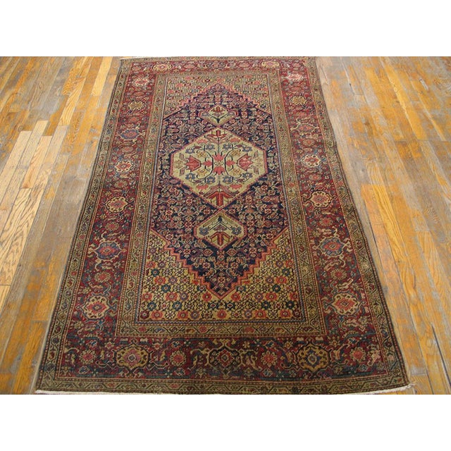 19th Century Persian Farahn Carpet ( 3'9" x 6'5" - 115 x 198 ) Antique Farahan Persian Blue 1880s Rug, Circa Date: 1880s....