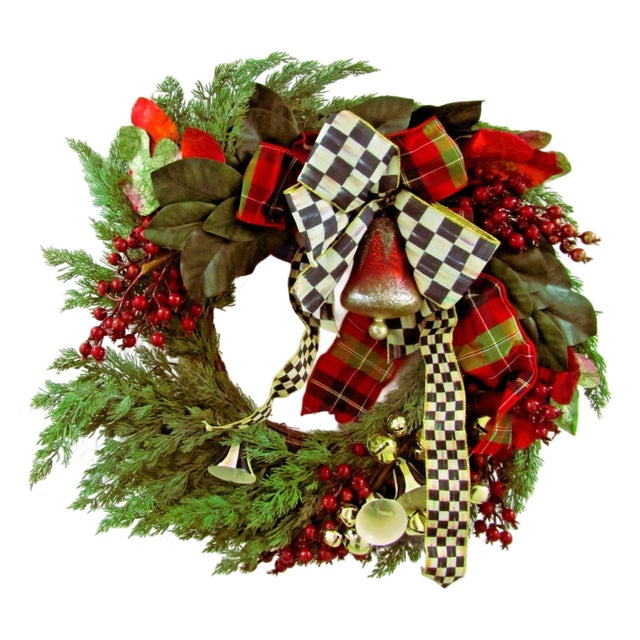 MacKenzie-Childs Deck the Halls 24" Round Christmas Wreath For Sale
