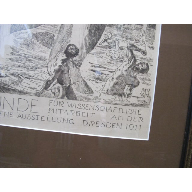 Black 1912 Max Klinger Black & White Lithograph Poster German Ehrenurkunde For Sale - Image 8 of 9