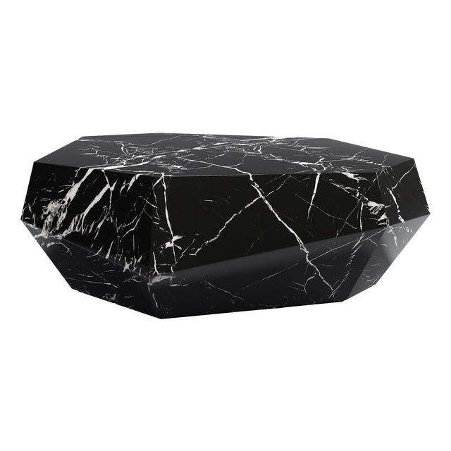 Three Rocks Low Coffee Table in Nero Marquina Marble from Insidherland For Sale