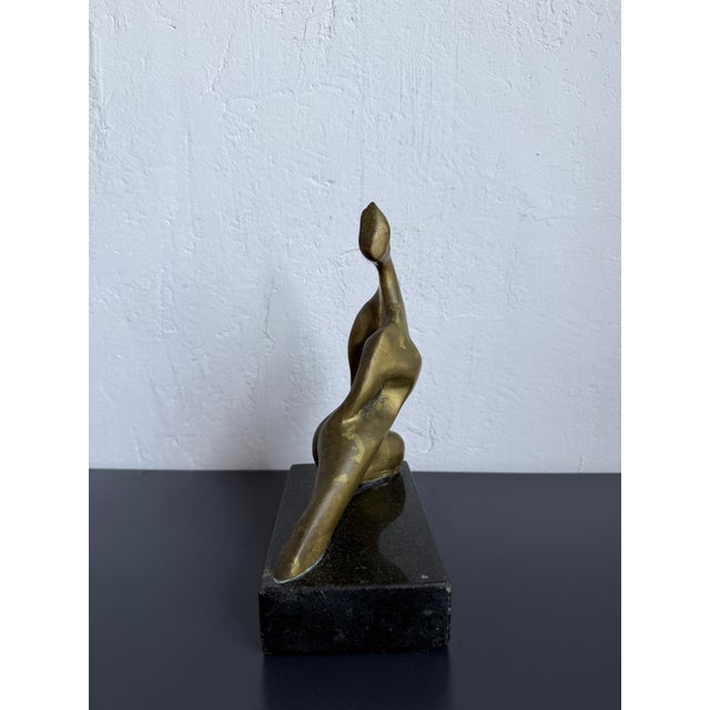 Mid-Century Brazilian Modern Bronze Female Sculpture on Granite Base, 1960s For Sale - Image 4 of 14