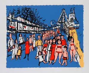 Circa 1975 Frank Kleinholz "Coney Island Boardwalk" Print