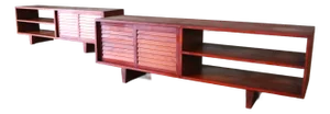1970s Studio Made Double Sided Console Tables in Pine With Louvered Doors - A Pair