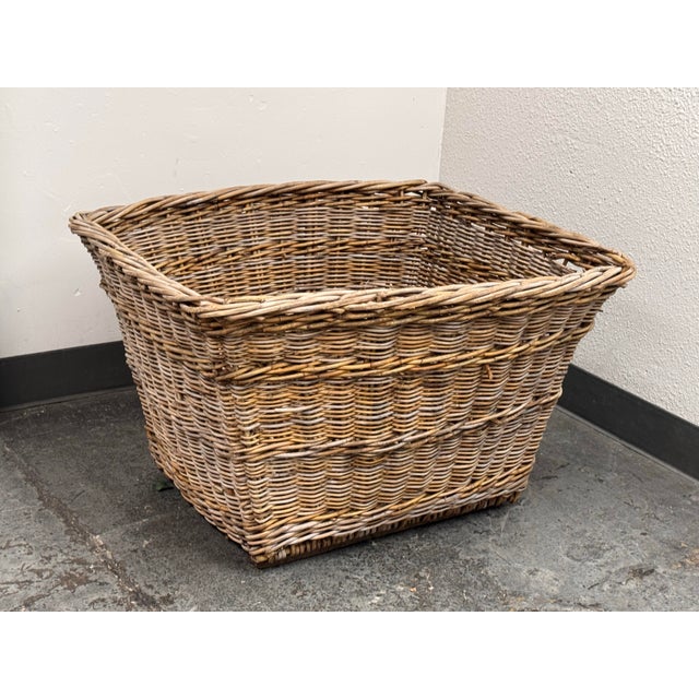 French Gander & White French Woven Wicker Basket, Vintage For Sale - Image 3 of 12