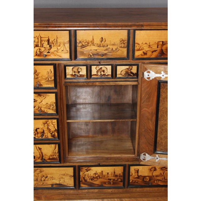 Wood 18th Century Swiss Walnut Cabinet with 17 Drawers For Sale - Image 7 of 18