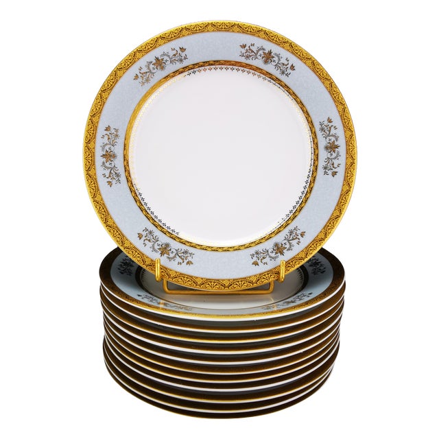 Orsay Sky Grey Limoges Porcelain Soup Plates by Philippe Deshoulières, France, 2010s, Set of 13 For Sale
