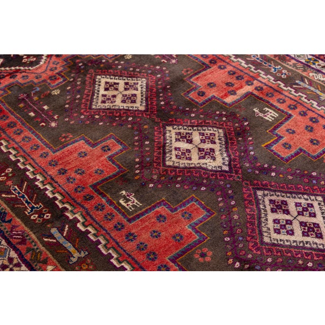 Vintage Shiraz Wool Rug With Geometric Medallions & Tribal Motifs For Sale - Image 9 of 9