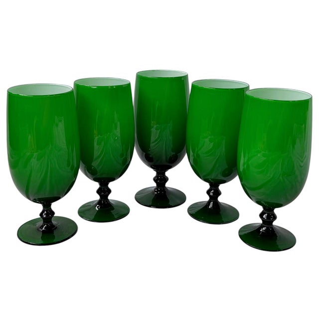 Carlo Moretti 1960s Vintage Carlo Moretti Italian Green Goblets - Set of 5 For Sale - Image 4 of 10