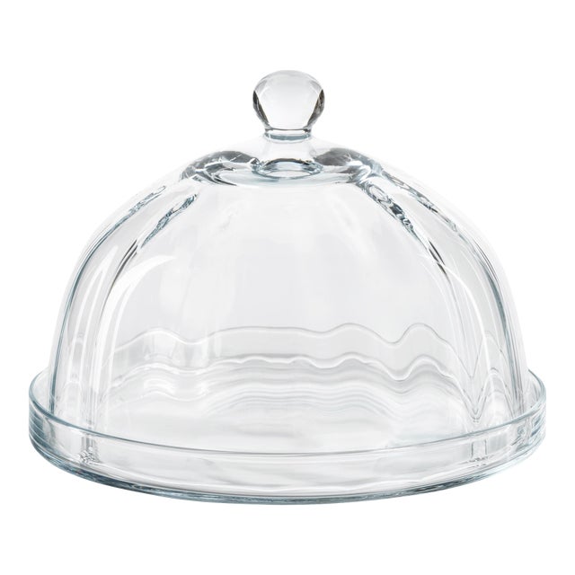 Aldgate Optic Pastry Glass Plate with Cloche, Small For Sale