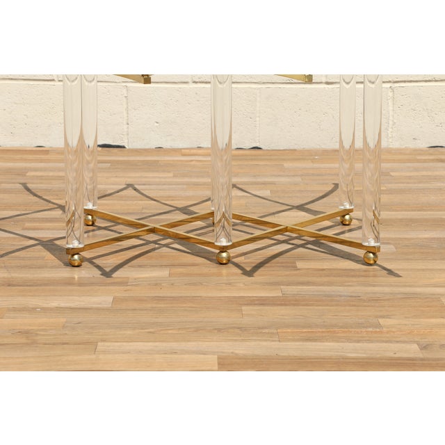 Charles Hollis Jones “Treillage” Lucite & Brass Coffee Table | Glass Top | Hollywood Regency | Circa 1970s For Sale - Image 16 of 18