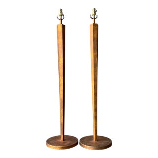 Vintage Patinated Metal Floor Lamps - Pair For Sale