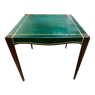 Barnard & Simonds Tooled Green Leather and Mahogany Game Table - Antique Circa 1920s For Sale
