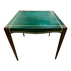 Barnard & Simonds Tooled Green Leather and Mahogany Game Table - Antique Circa 1920s