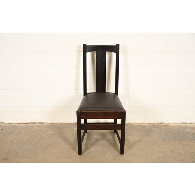 A beautiful antique Mission or Arts & Crafts period T-back side chair, desk chair, or dining chair By Charles P. Limbert...