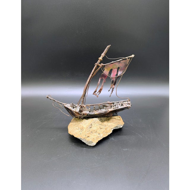 Traveling Man Treasures is selling this stunning brutalist-styled copper shipwreck sculpture attributed to artist Jim Lewk...