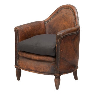 Leather Tub Chair, 1930s For Sale